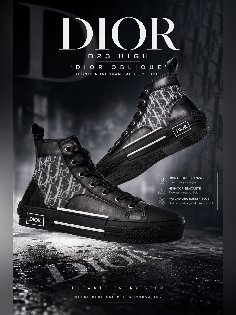 New!🔥Dior B23 High 'Dior Oblique' featuring the iconic monogram pattern!🔥